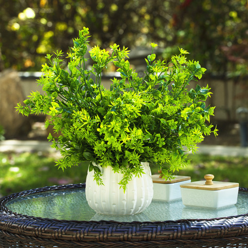 14 inches Artificial Mixed Greenery Foliage Plant in White Ceramic Pot