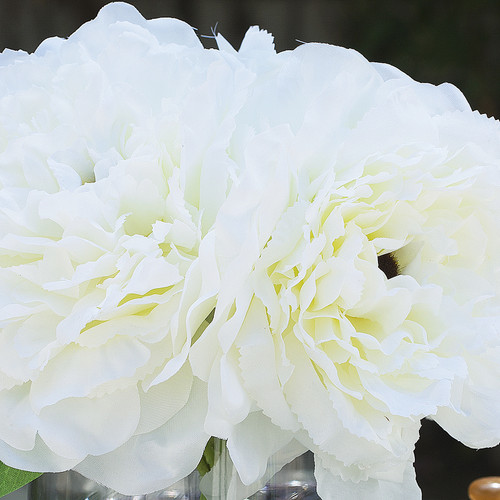 4 Pieces Large Artificial Peony Flowers Arrangement in Clear Glass Vase