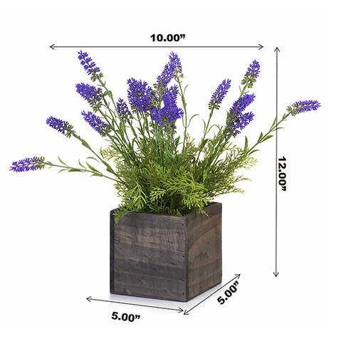 Artificial Lavender Arrangement in Wood Planter