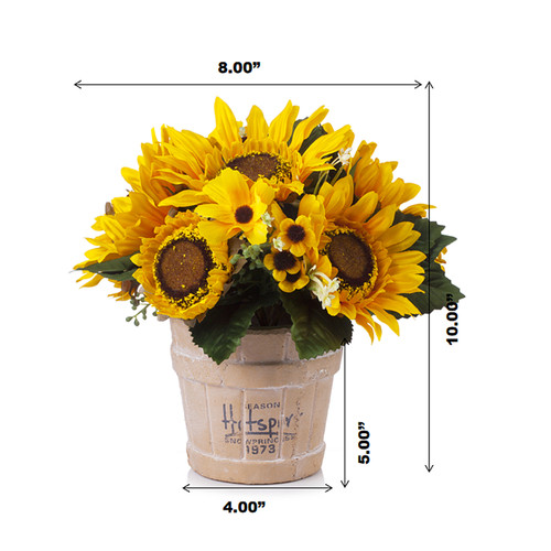 Mixed Artificial Sunflower Arrangement in Pot