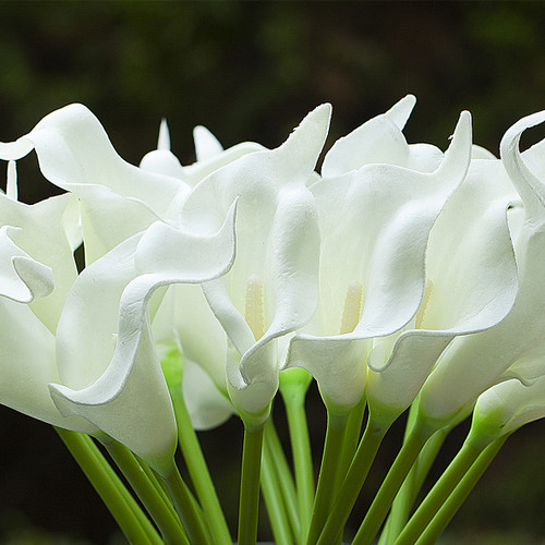 20 Pieces Artificial Real Touch Lilies Flower Arrangement in Glass Vase With Faux Water(White