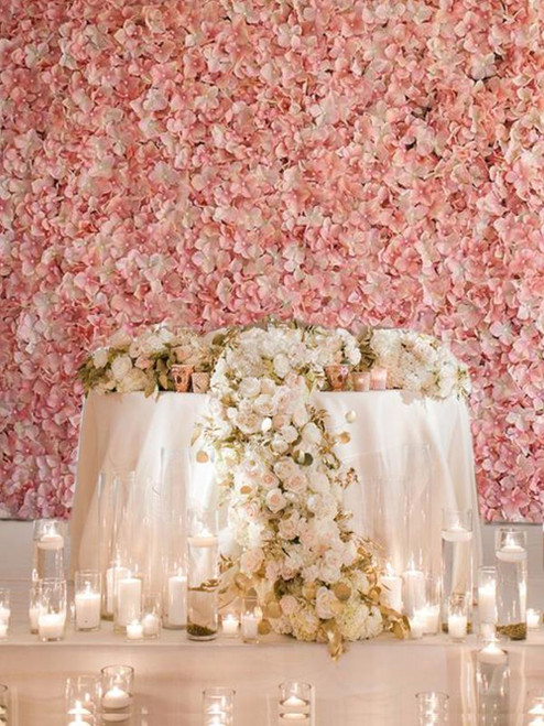 12 Pack 33 Sq ft. UV Protected 3D Silk Hydrangea Flower Wall Mat Panel( Peach)