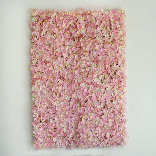 12 Pack 33 Sq ft. UV Protected 3D Silk Hydrangea Flower Wall Mat Panel(Pink)