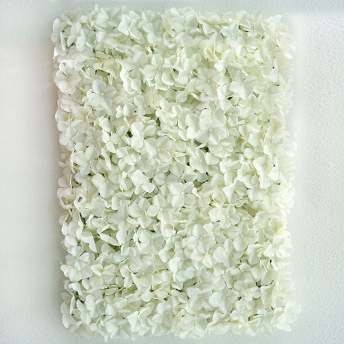 12 Pack 33 Sq ft. UV Protected 3D Silk Hydrangea Flower Wall Mat Panel(Cream)