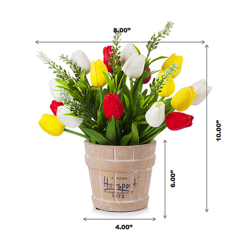 Mixed Real Touch Tulips Flower Arrangement in Pot