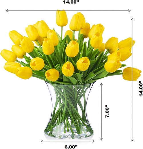 40 Pieces  Artificial Real Touch Tulip Arrangement in Clear Glass Vase