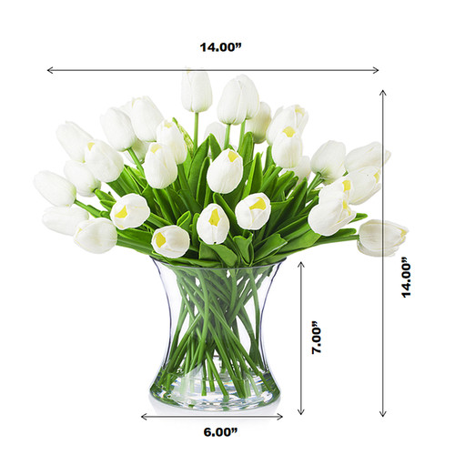 Large  Artificial Real Touch Tulip Arrangement in Clear Glass Vase