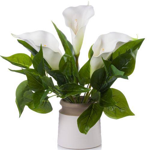 Large Real Touch Lily Flower Arrangement with Green Leaf  in Pot