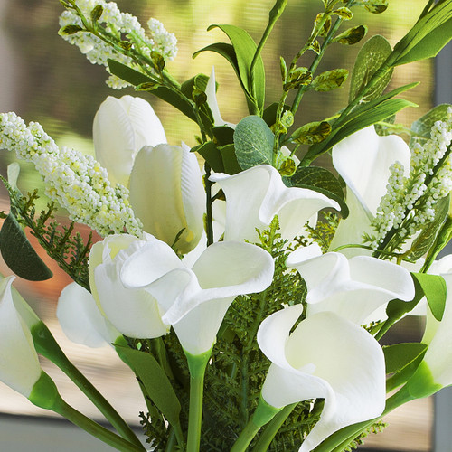 Mixed Artificial Real Touch Tulip and Lily Arrangement in Clear Glass Vase