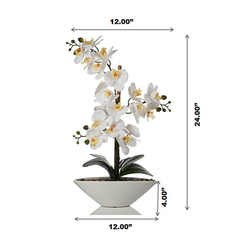 24" Artificial Real Touch Orchids Flower in White Ceramic Pot