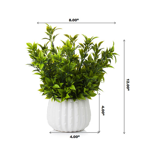 12 inches Artificial Mixed Greenery Foliage Plant in White Ceramic Pot