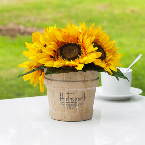 7 Heads Artificial Sunflower Arrangement in Pot
