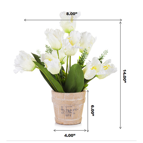 9 Heads Mixed Artificial Tulip Flower Arrangement in Pot