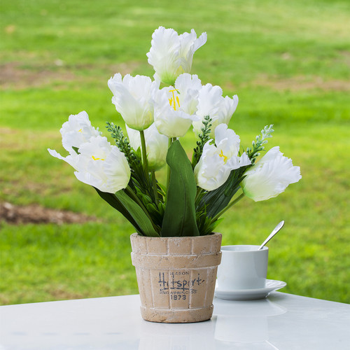 9 Heads Mixed Artificial Tulip Flower Arrangement in Pot