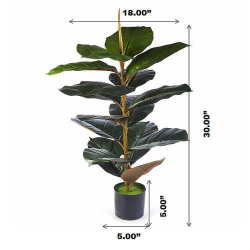 30 Inches Faux  Rubber Plant In Pot