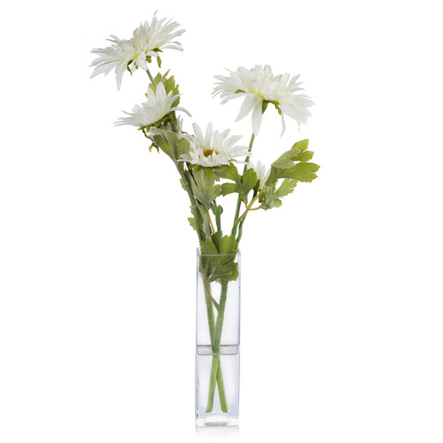 Artificial Daisy Flower Arrangement in Glass Vase(White)