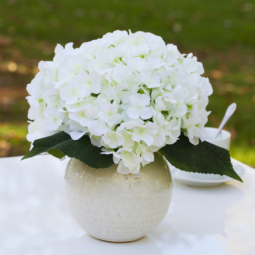 Artificial Hydrangea Flower Arrangement in Ceramic Pot(Cream)