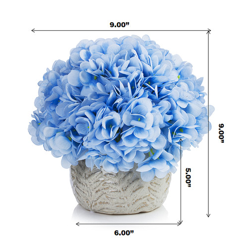 Artificial Silk Hydrangea Flower  in Ceramic Pot (Blue)