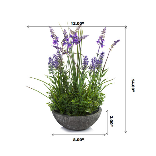 Artificial Lavender Flower with Greenery in Pot