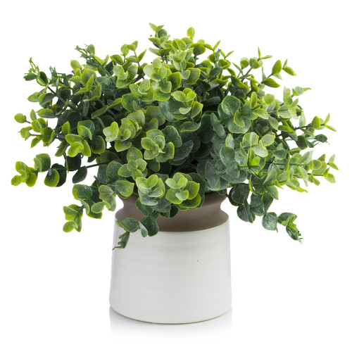 11 inch Artificial Eucalyptus Grass Topiary in Pot