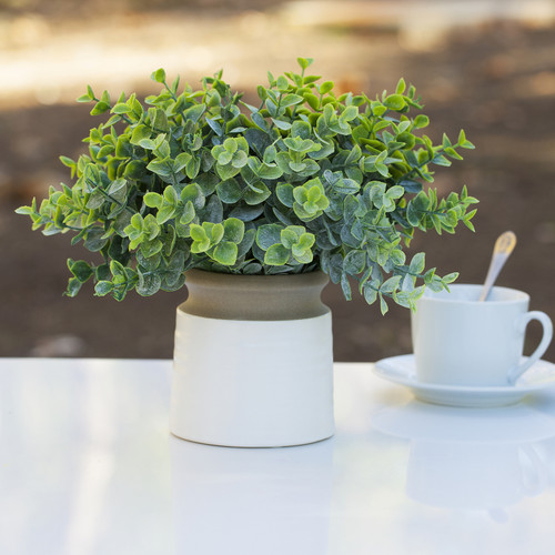 11 inch Artificial Eucalyptus Grass Topiary in Pot