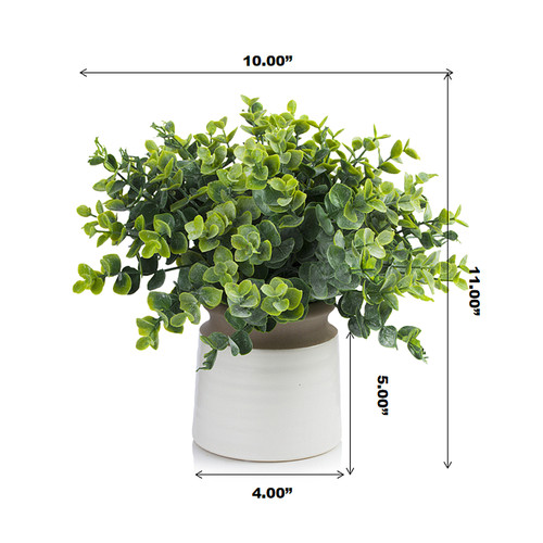11 inch Artificial Eucalyptus Grass Topiary in Pot