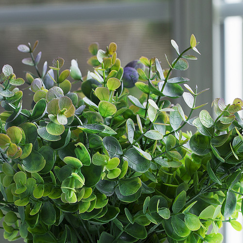 11 inch Artificial Eucalyptus Grass Topiary in Ceramic Pot