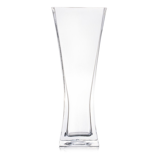 Unique Flared Square Glass Vase 4.0" W 10.0" H