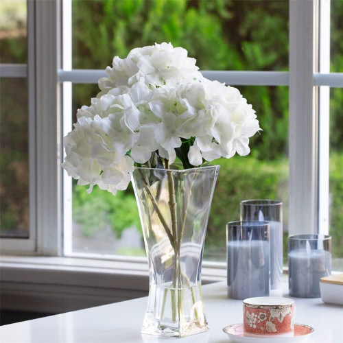 Unique Flared Square Glass Vase 4.0" W 10.0" H