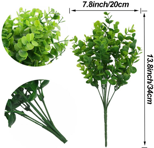 4 Pack Artificial Green Eucalyptus Bush for Home Table Office Outdoor Decoration