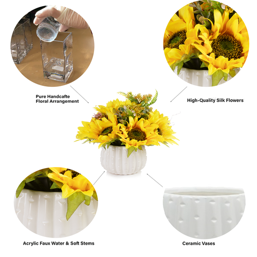 Mixed Silk Sunflower in Ceramic Pot