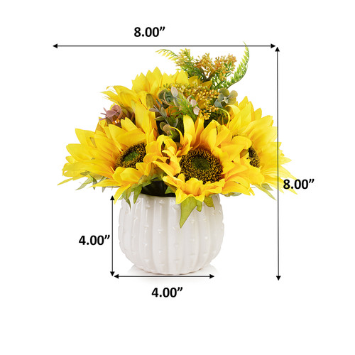 Mixed Silk Sunflower in Ceramic Pot