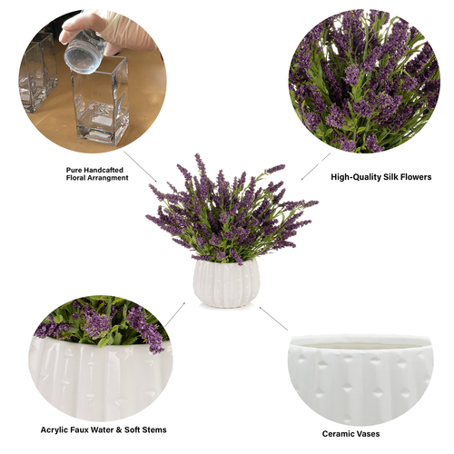 Artificial Lavender Flower in Ceramic Pot