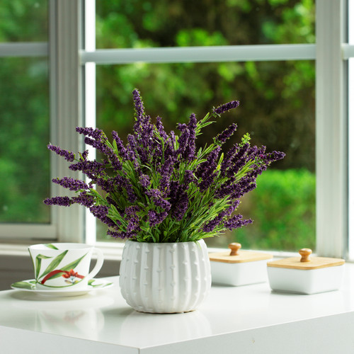 Artificial Lavender Flower in Ceramic Pot
