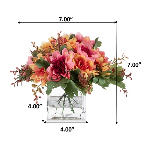 Mixed Daisy Flower Arrangement in Glass Vase with Acrylic Water