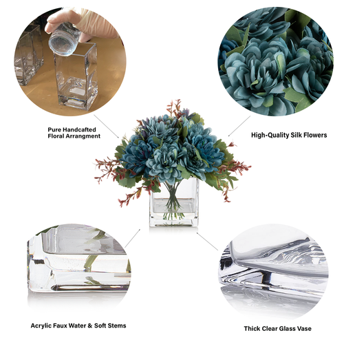 Mixed Daisy Flower Arrangement in Glass Vase with Acrylic Water