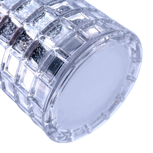 Silver Cylinder Glass Vase 4.5" H 5.0" W
