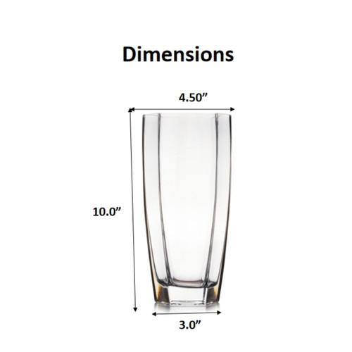 Unique Clear Glass Vase 4.5"D 3.0"W 10.0"H