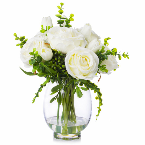 Clear Bullet Bouquet Glass Vase 5" W 7.0"H