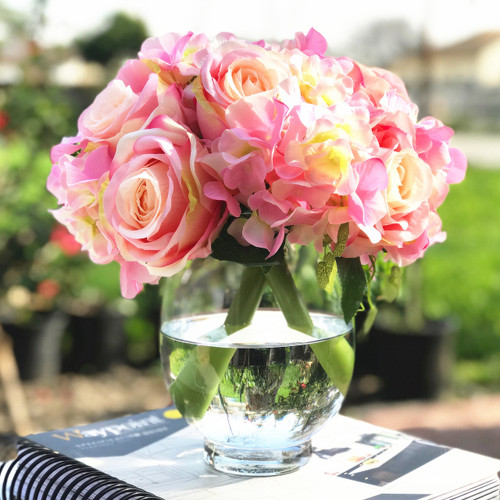Clear Bullet Bouquet Glass Vase 5" W 7.0"H
