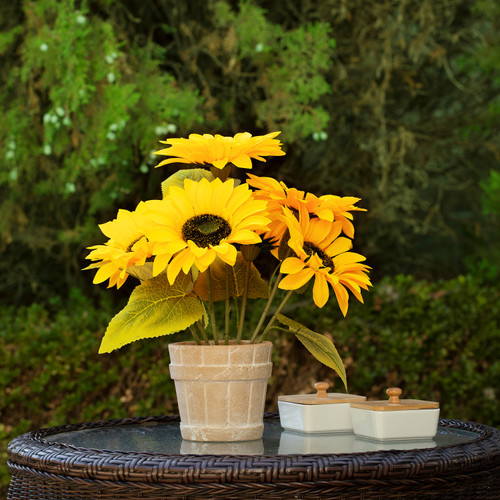 14" Artificial Sunflower Arrangement in Pot