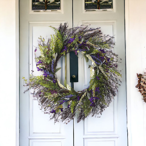 22" Artificial Lavender Flower Wreath