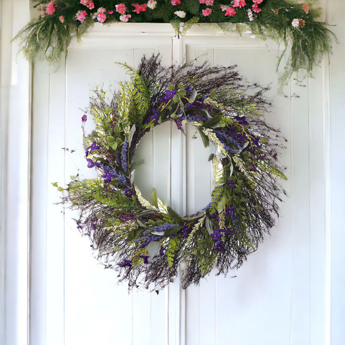 22" Artificial Lavender Flower Wreath
