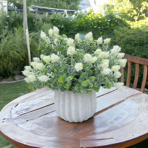 11" Mixed Artificial Mini Baby's Breath Flower in Pot (Creame)