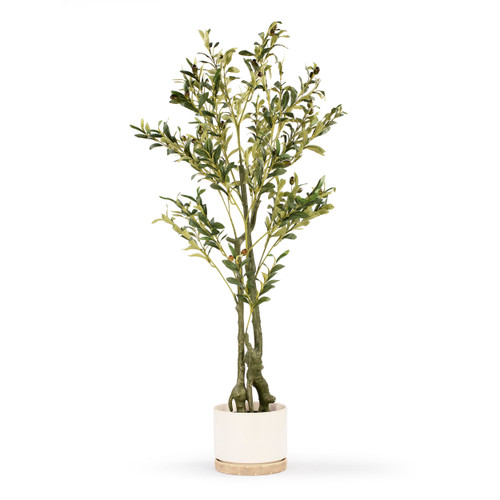 60" Faux Olive Tree with Branches and Fruits in Pot