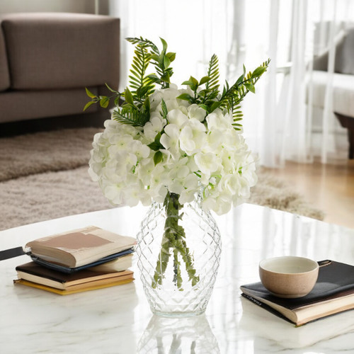 5.0" W 8.0" H Clear Diamond-faceted Glass Vase