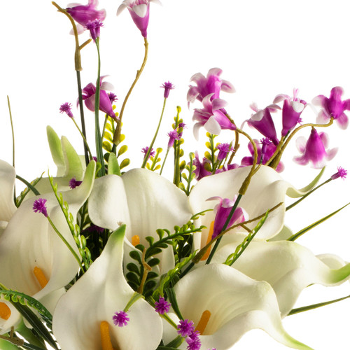 13" Mixed Real Touch Calla Lily Flower with Filler in Glass Vase