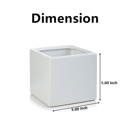 5" H Square White Ceramic Vase