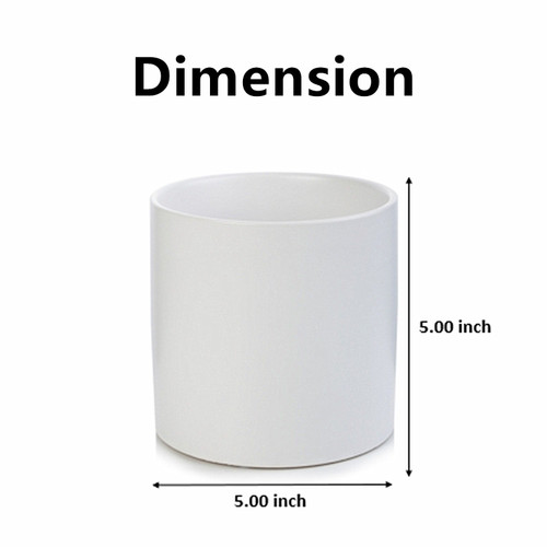 5" H White Cylinder Ceramic Vase
