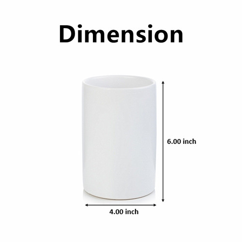 4" W 6" H White Cylinder Ceramic Vase